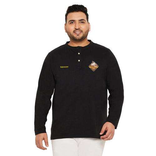 Men Plus Size Trimp Solid Henley Tshirt