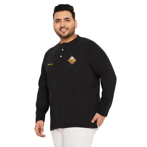 Men Plus Size Trimp Solid Henley Tshirt