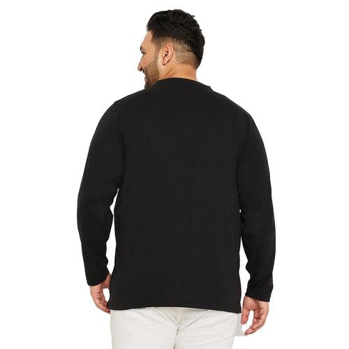 Men Plus Size Trimp Solid Henley Tshirt