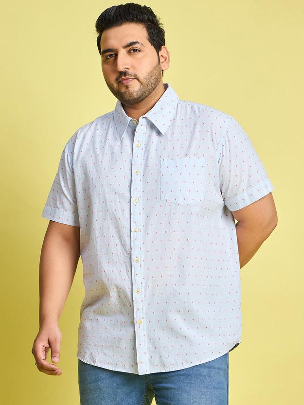 Men Plus Size Verden Dotted Jacquard  Shirt