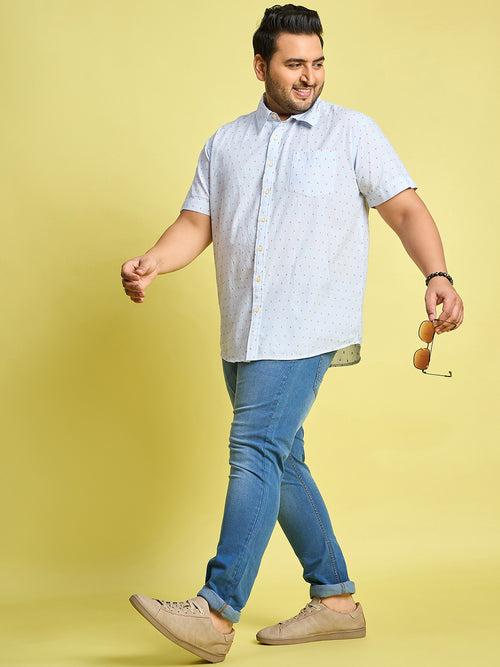 Men Plus Size Verden Dotted Jacquard  Shirt