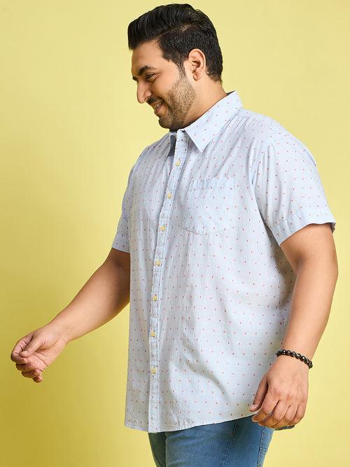 Men Plus Size Verden Dotted Jacquard  Shirt