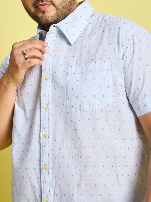 Men Plus Size Verden Dotted Jacquard  Shirt