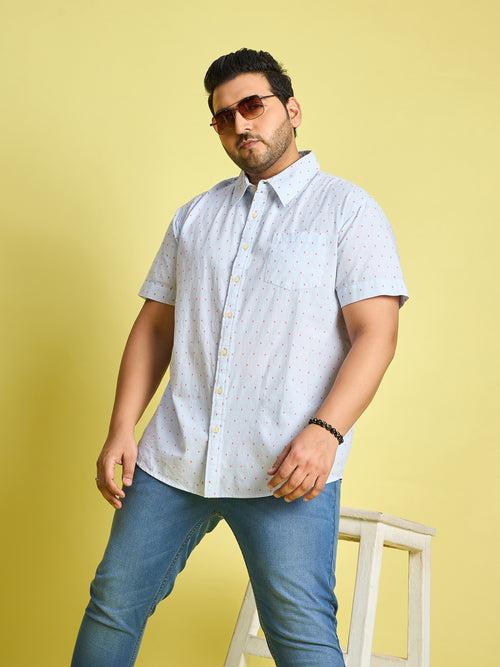 Men Plus Size Verden Dotted Jacquard  Shirt