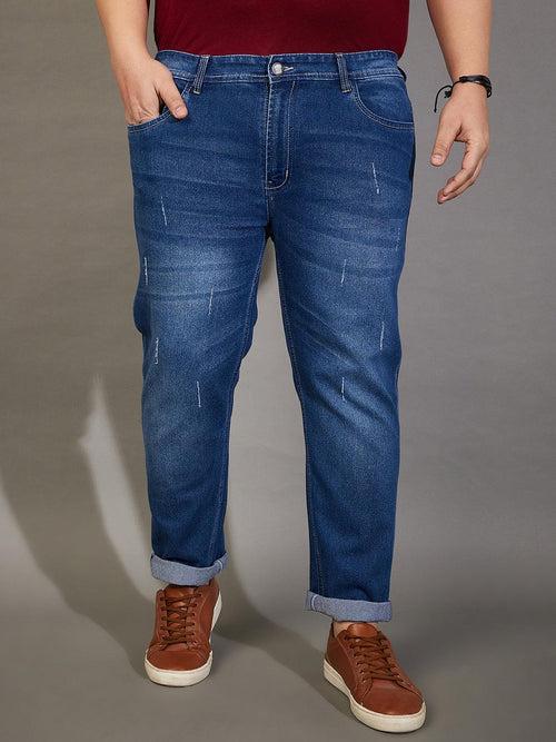 Men Plus Size Welder-10 Washed Indigo Denim