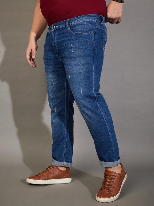 Men Plus Size Welder-10 Washed Indigo Denim