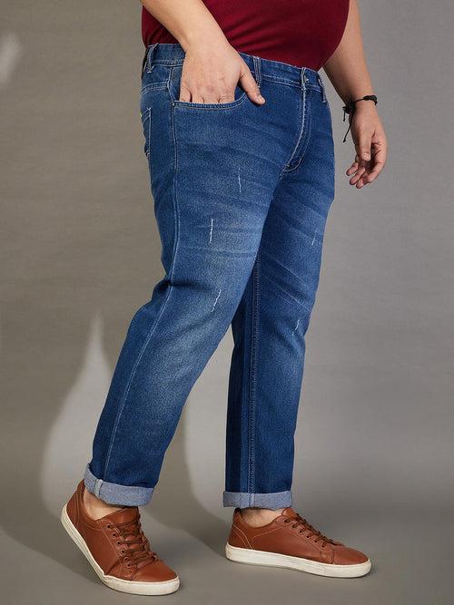 Men Plus Size Welder-10 Washed Indigo Denim