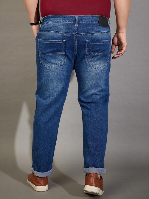 Men Plus Size Welder-10 Washed Indigo Denim