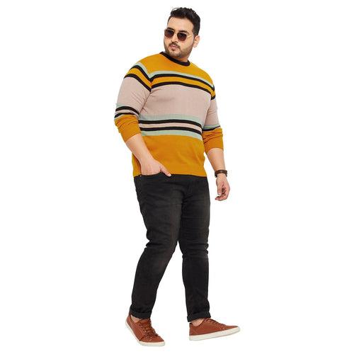 Men Plus Size Mindflair Striped Sweater