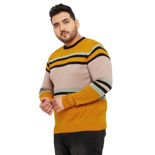 Men Plus Size Mindflair Striped Sweater