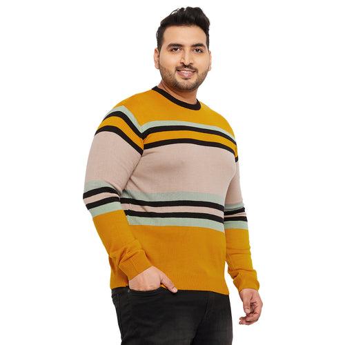 Men Plus Size Mindflair Striped Sweater