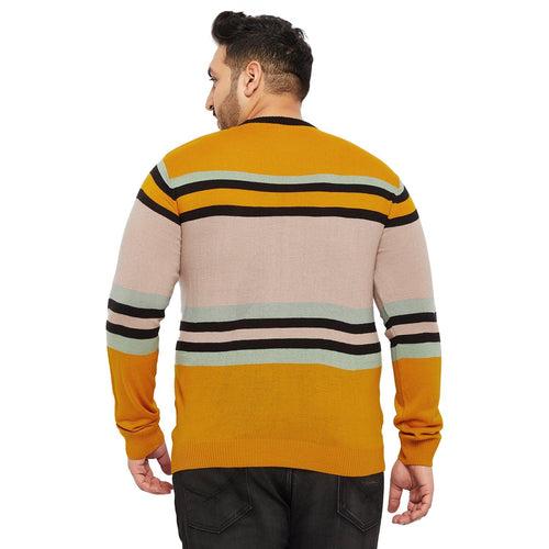 Men Plus Size Mindflair Striped Sweater