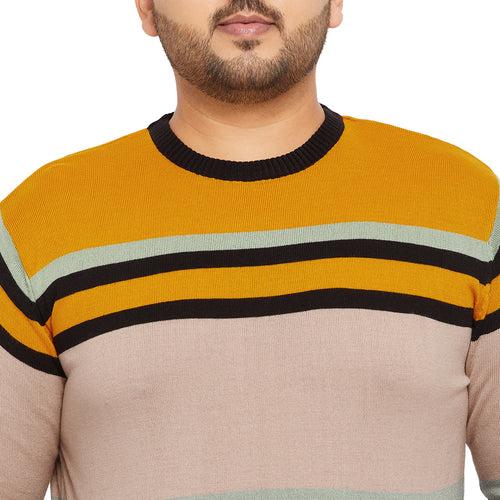 Men Plus Size Mindflair Striped Sweater