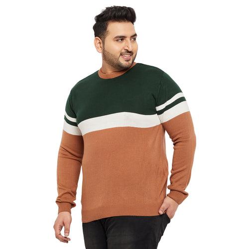 Men Plus Size Windser Striped Sweater