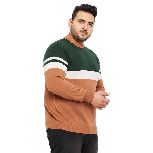Men Plus Size Windser Striped Sweater