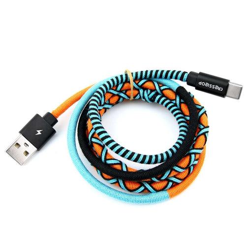 Type C Fast Charging Cable - Orange & Blue