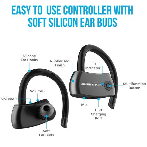 Ambrane AERO Smart Voice Assistant Enabled Around The Ear True Wireless Earbuds (ATW-20, Black)