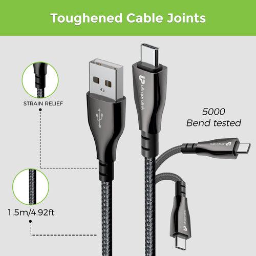 Zync Alloy Fast & Tough USB Type C Charging Cable UL1065BLK