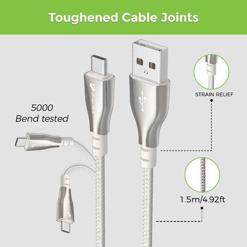 Zync Alloy Fast & Tough USB Type C Charging Cable UL1065SLV