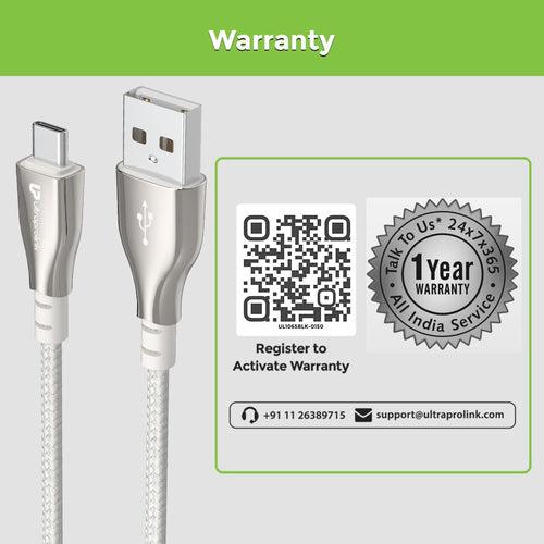 Zync Alloy Fast & Tough USB Type C Charging Cable UL1065SLV