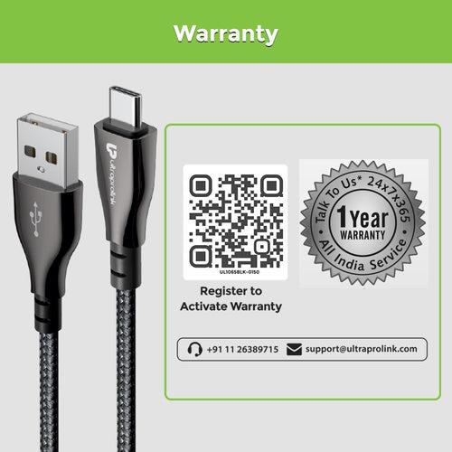 Zync Alloy Fast & Tough USB Type C Charging Cable UL1065BLK