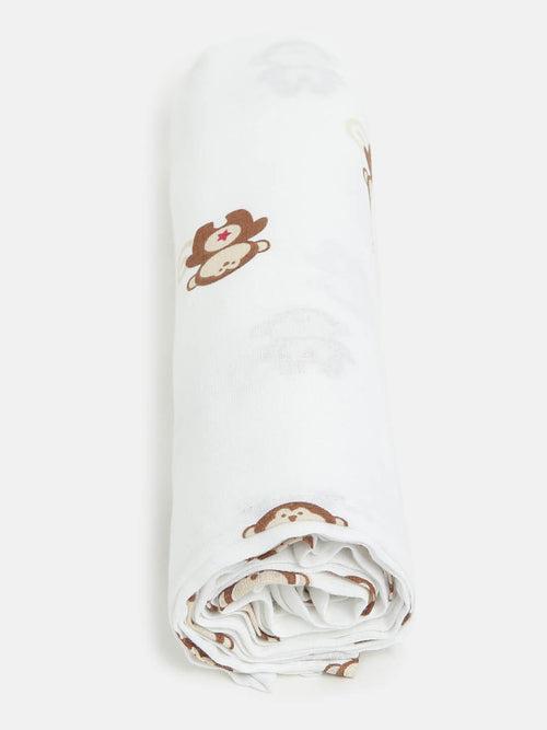 Berrytree Baby Swaddle / Wrap Blanket Brown Monkey