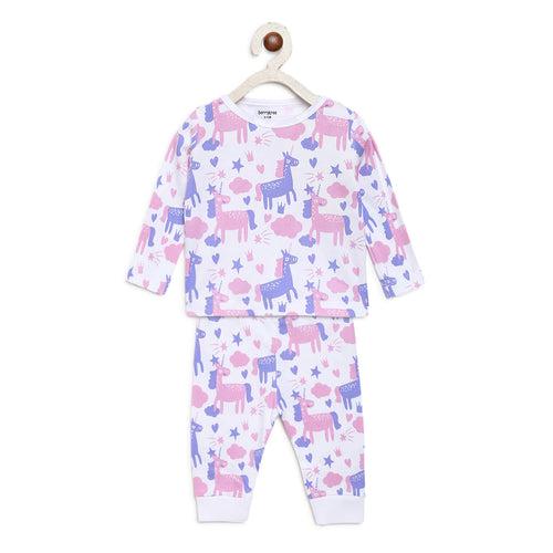 Berrytree Organic Baby Night Dress: Purple Unicorns