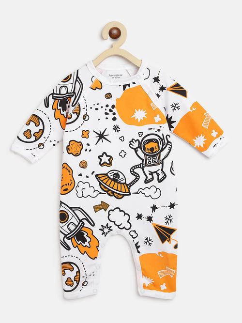 Berrytree Organic Cotton Baby Rompers : Orange Rockets