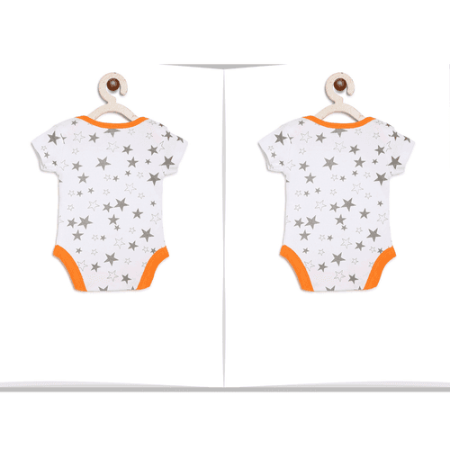 Twins Baby Onesie : Grey Stars Orange