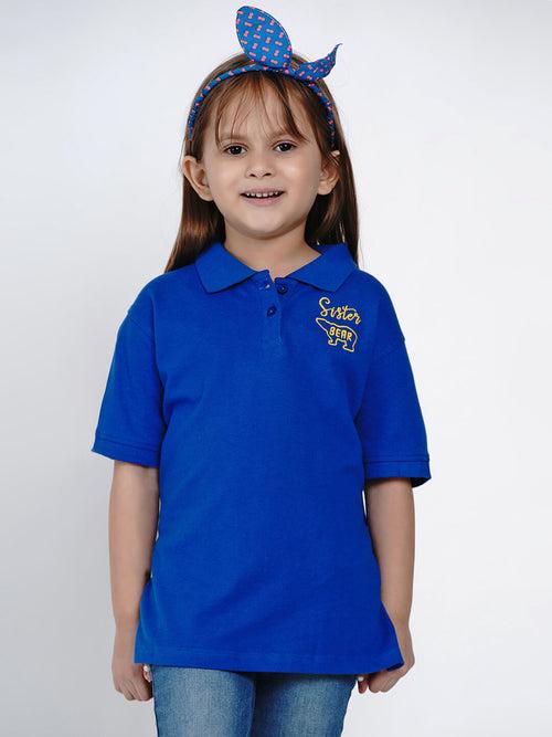 Berrytree Girls Polo Shirt Sister Bear Blue