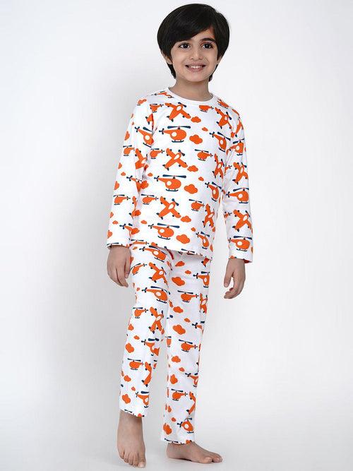 Berrytree Organic Night Suit Orange Plane Boy