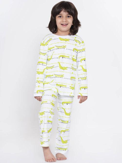 Berrytree Organic Cotton Night Suit Boys: Green Croco