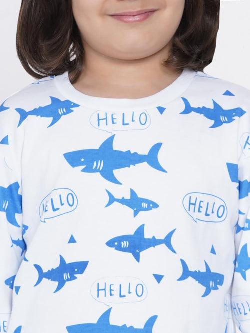 Berrytree Organic Cotton Night Suit Boys: Blue Sharks