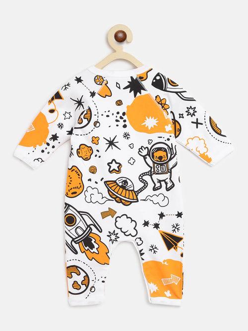 Berrytree Organic Cotton Baby Rompers : Orange Rockets