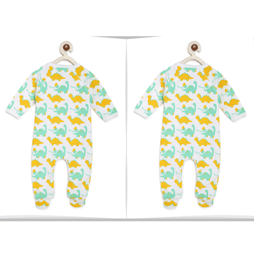 Twins Baby Boy/ Girl Dress: Green Dinos