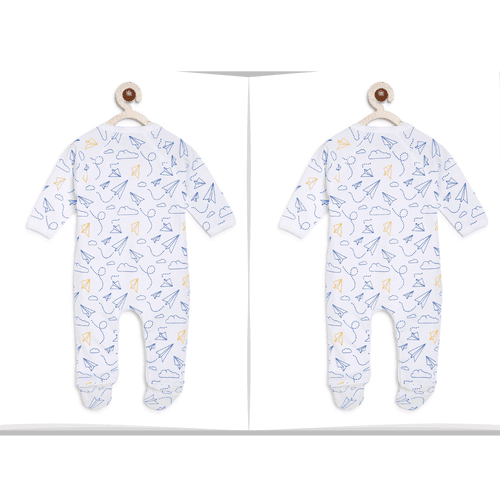 Twins Baby Boy dress : Blue Planes Romper