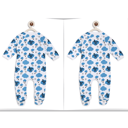 Twin Baby Clothes : Blue Clouds Romper