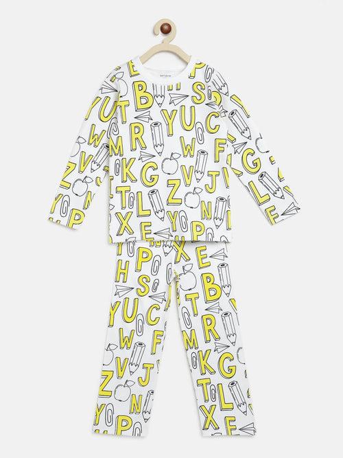 Berrytree Organic Night Suit Yellow Alphabets FS