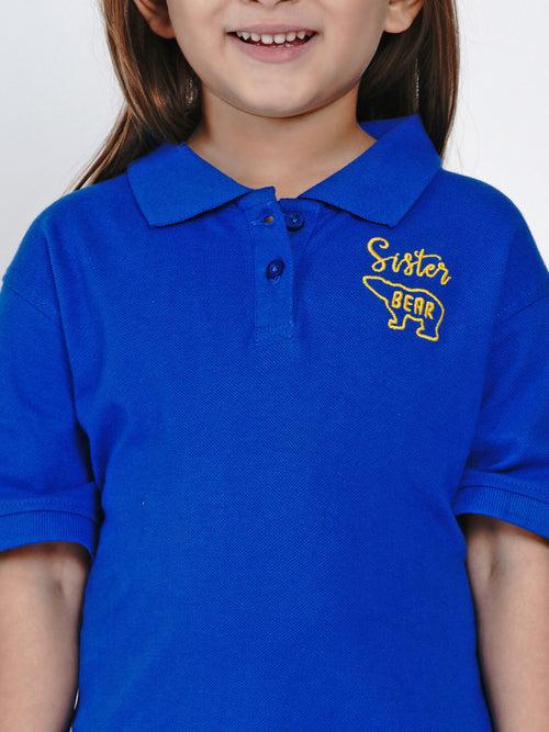 Berrytree Girls Polo Shirt Sister Bear Blue