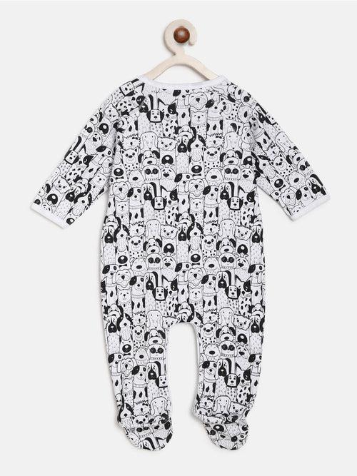 Berrytree Organic Cotton Baby Rompers : Black Animals