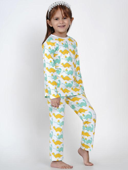 Berrytree Organic Night Suit Green Dino Girl