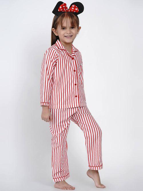 Berrytree Night Suit Red Stripes Girl