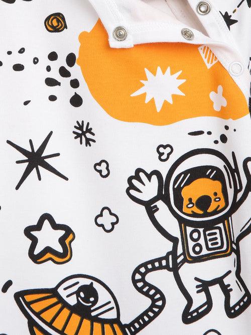 Berrytree Organic Cotton Baby Rompers : Orange Rockets