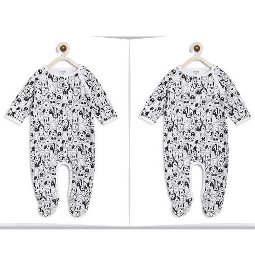 Twin Baby Boy Clothes : Black Animals Romper