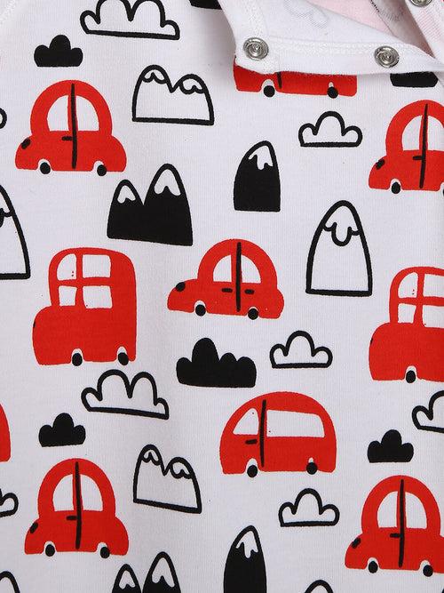 Berrytree Organic Cotton Baby Rompers : Red Cars