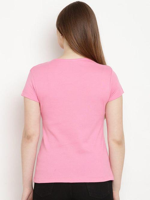 Berrytree Organic Cotton  Women T-shirt Pink Fearless