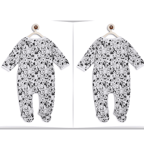 Twin Baby Boy Clothes : Black Animals Romper