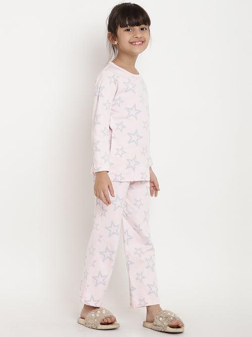 Berrytree Organic Night Suit Pink Stars