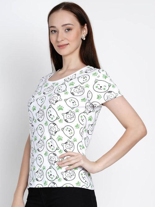 Berrytree Organic Cotton  Women T-shirt Cat Face