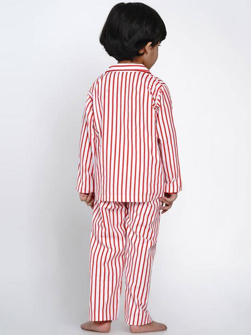 Berrytree Night Suit Red Stripes Boy
